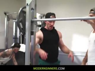 Muscular studs can't hide their hugs in the gym - Nick Fitt&comma; Roman Todd